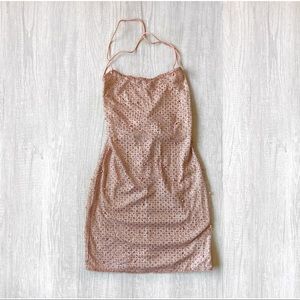 White Fox Boutique Rose Gold High Maintenance Mini Dress size small